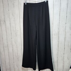 ASOS Women's Black Hi-Rise Pullon Pleated Elastic Waist Wide Leg Pants Size 8.